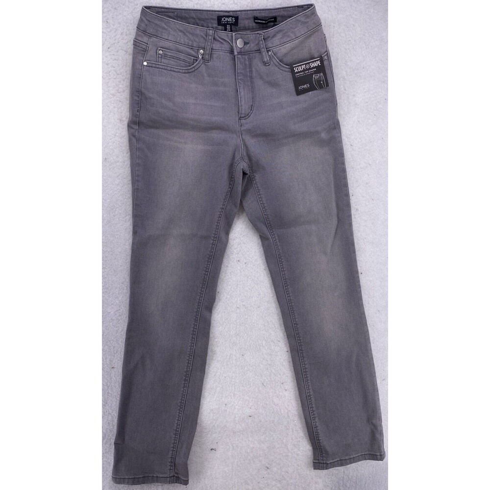 NWT Jones New York Women Size 4 Sculpt Shape Lexington Straight Jeans Gray Denim